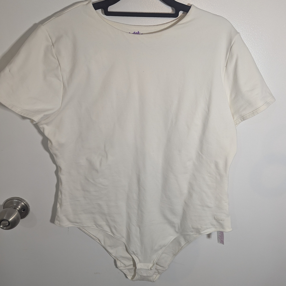 🔥YITTY Snug Cotton Short Sleeve Bodysuit (Lizzo & Fabletics Collab) in White 2X